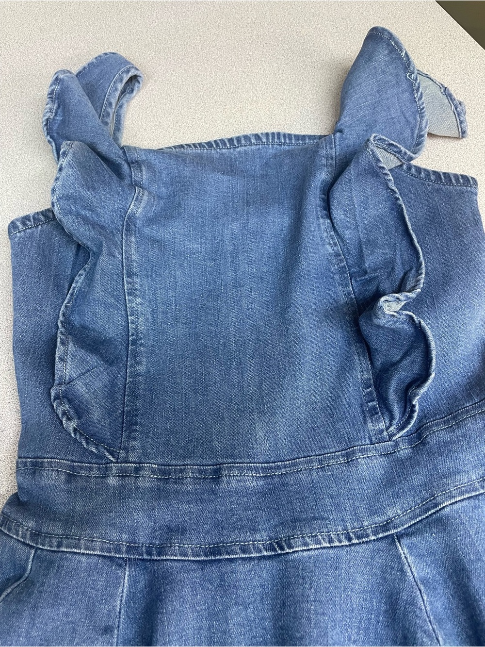 Blue Denim Ruffle Strap Sundress - Picture 2 of 5